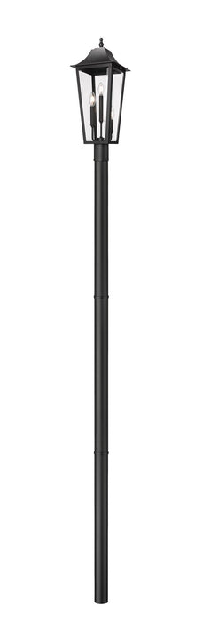 Z-Lite 5008PHBR-5009P96-BK Three Light Outdoor Post Mount Fixture, Black