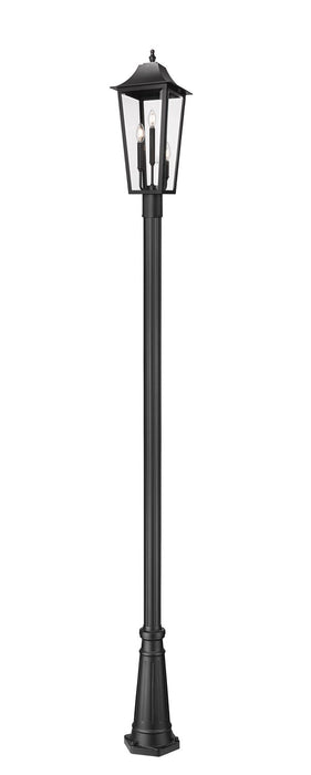 Z-Lite 5008PHBR-5011P-BK Three Light Outdoor Post Mounted Fixture, Black