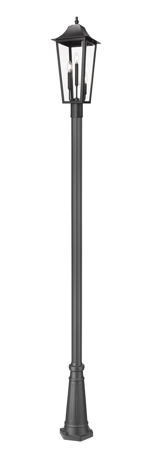 Z-Lite 5008PHBR-519P-BK Three Light Outdoor Post Mounted Fixture, Black