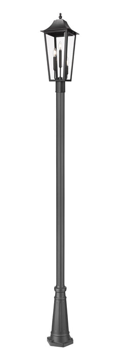 Z-Lite 5008PHBR-519P-BK Three Light Outdoor Post Mounted Fixture, Black