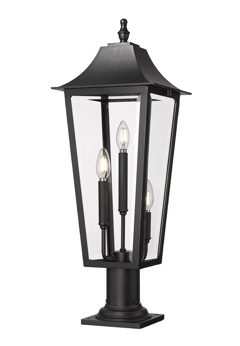 Z-Lite 5008PHBR-533PM-BK Three Light Outdoor Pier Mounted Fixture, Black