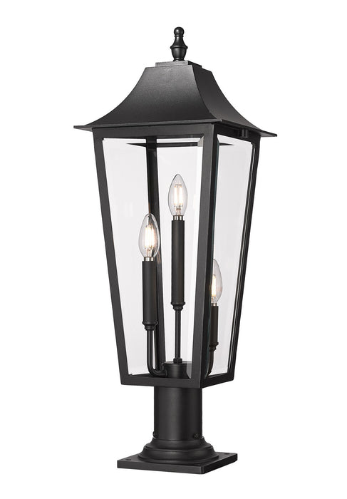 Z-Lite 5008PHBR-533PM-BK Three Light Outdoor Pier Mounted Fixture, Black
