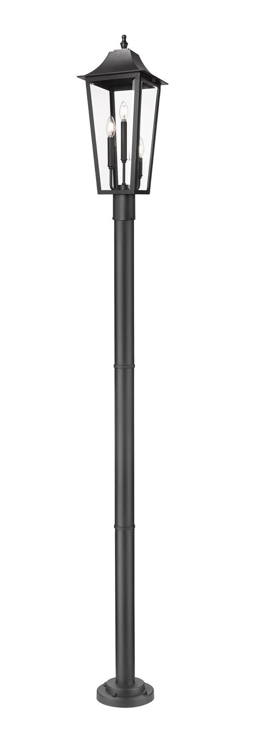 Z-Lite 5008PHBR-567P-BK Three Light Outdoor Post Mount Fixture, Black
