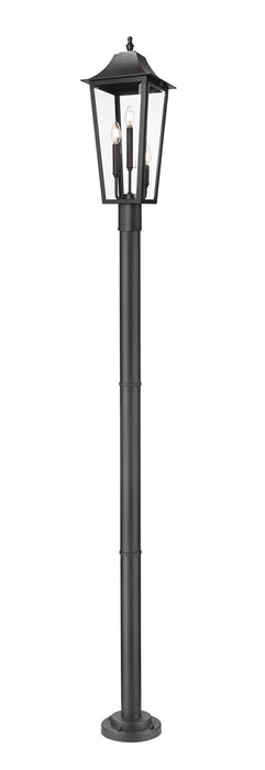 Z-Lite 5008PHBR-567P-BK Three Light Outdoor Post Mount Fixture, Black