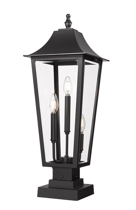 Z-Lite 5008PHBS-SQPM-BK Three Light Outdoor Pier Mounted Fixture, Black
