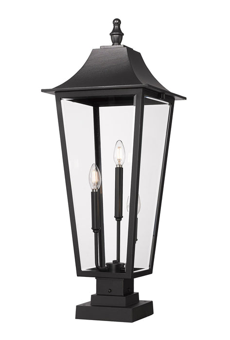Z-Lite 5008PHXLS-SQPM-BK Three Light Outdoor Pier Mounted Fixture, Black