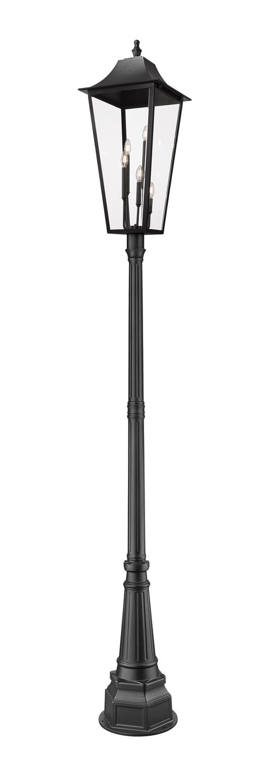 Z-Lite 5008PHXXLR-564P-BK Five Light Outdoor Post Mounted Fixture, Black