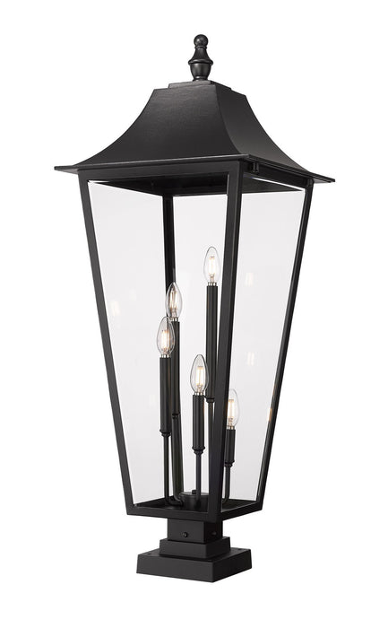 Z-Lite 5008PHXXLS-SQPM-BK Five Light Outdoor Pier Mounted Fixture, Black