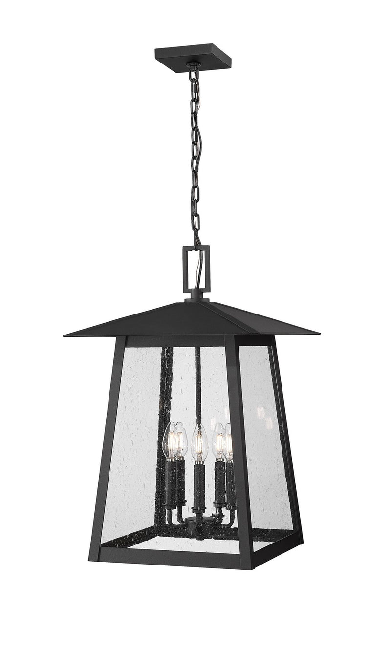 Z-Lite 5015CHXL-BK Five Light Outdoor Chain Mount Ceiling Fixture, Black