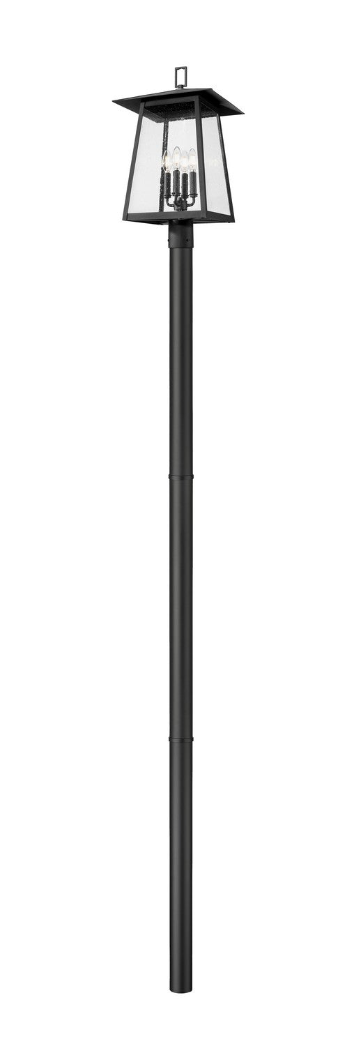 Z-Lite 5015PHBR-5009P96-BK Four Light Outdoor Post Mounted Fixture, Black