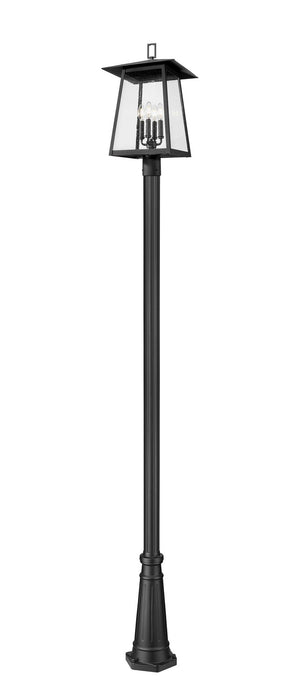 Z-Lite 5015PHBR-5011P-BK Four Light Outdoor Post Mounted Fixture, Black