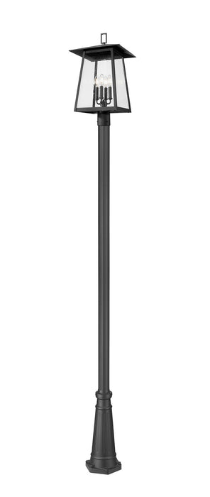 Z-Lite 5015PHBR-519P-BK Four Light Outdoor Post Mounted Fixture, Black