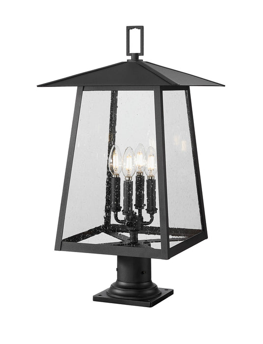 Z-Lite 5015PHBR-533PM-BK Four Light Outdoor Pier Mounted Fixture, Black