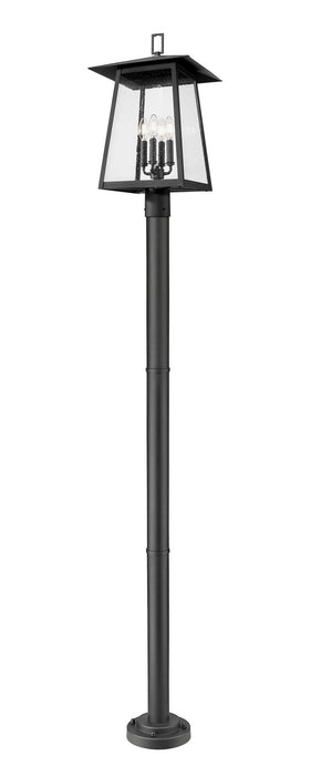 Z-Lite 5015PHBR-567P-BK Four Light Outdoor Post Mounted Fixture, Black