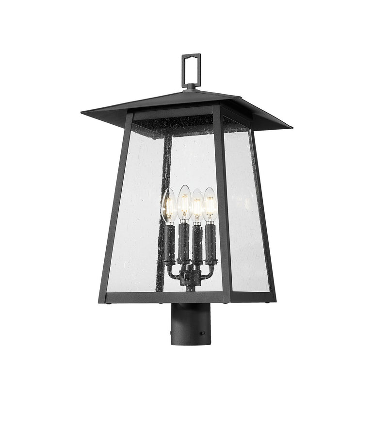 Z-Lite 5015PHBR-BK Four Light Outdoor Post Mount Fixture, Black