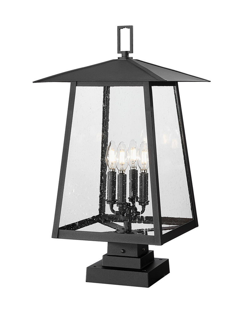 Z-Lite 5015PHBS-SQPM-BK Four Light Outdoor Pier Mounted Fixture, Black