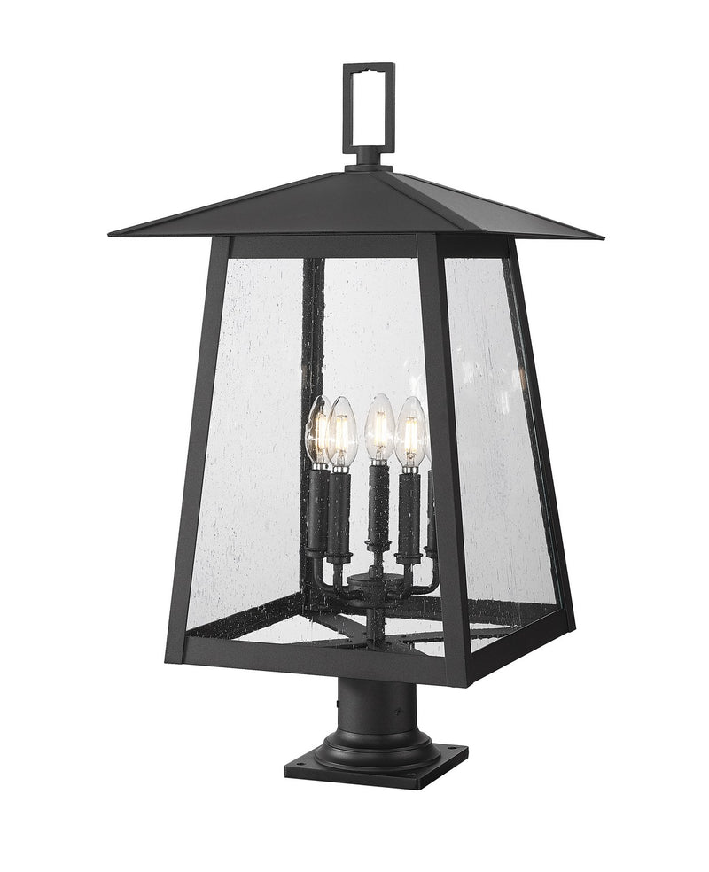 Z-Lite 5015PHXLR-533PM-BK Five Light Outdoor Pier Mounted Fixture, Black