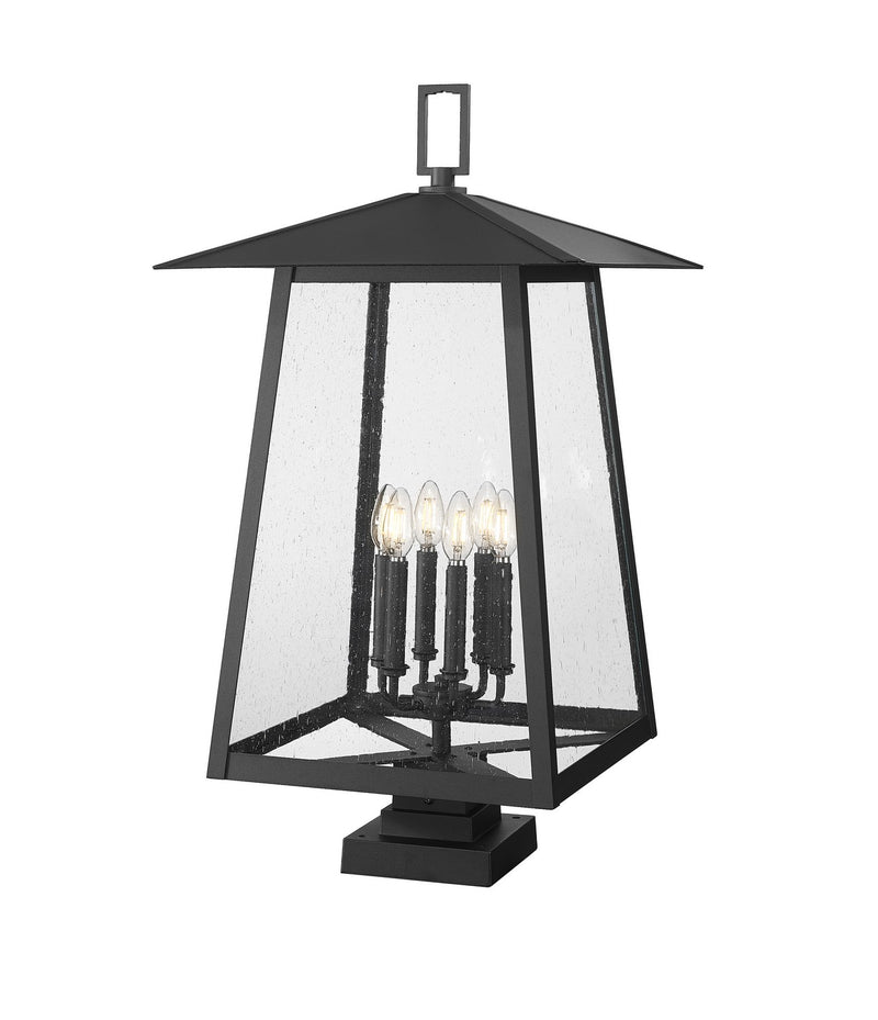 Z-Lite 5015PHXXLS-SQPM-BK Six Light Outdoor Pier Mounted Fixture, Black