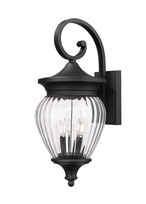 Z-Lite 5016B-BK Four Light Outdoor Wall Light, Black