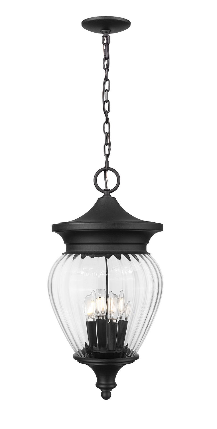 Z-Lite 5016CHB-BK Four Light Outdoor Chain Mount Ceiling Fixture, Black