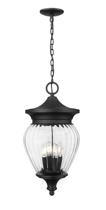 Z-Lite 5016CHB-BK Four Light Outdoor Chain Mount Ceiling Fixture, Black