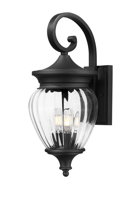 Z-Lite 5016M-BK Three Light Outdoor Wall Light, Black