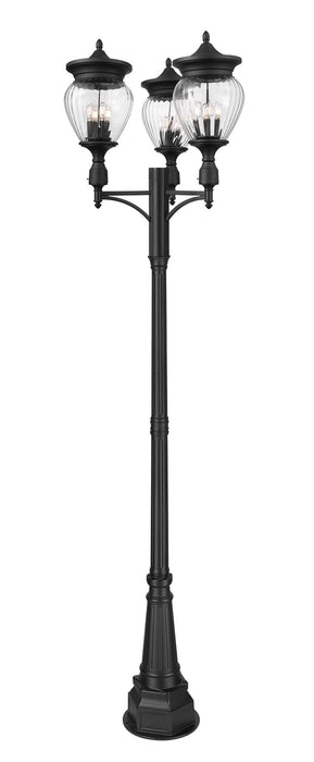 Z-Lite 5016PHBR-3-564P-BK Four Light Outdoor Post Mounted Fixture, Black