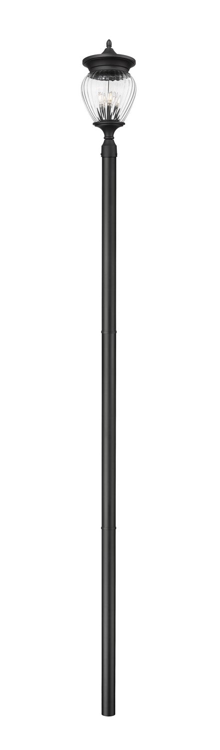 Z-Lite 5016PHBR-5009P120-BK Four Light Outdoor Post Mounted Fixture, Black