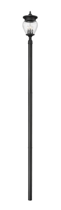 Z-Lite 5016PHBR-5009P120-BK Four Light Outdoor Post Mounted Fixture, Black
