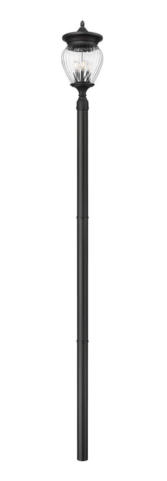 Z-Lite 5016PHBR-5009P96-BK Four Light Outdoor Post Mounted Fixture, Black