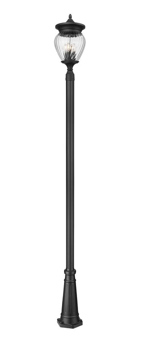 Z-Lite 5016PHBR-5011P-BK Four Light Outdoor Post Mounted Fixture, Black