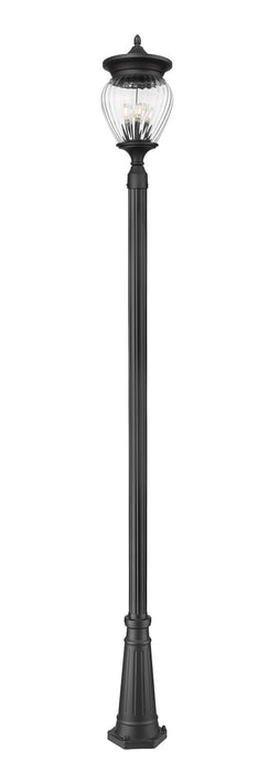 Z-Lite 5016PHBR-519P-BK Four Light Outdoor Post Mounted Fixture, Black