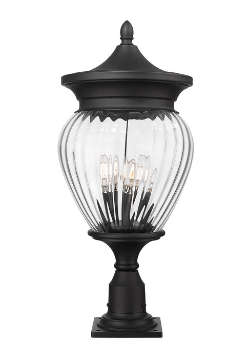 Z-Lite 5016PHBR-533PM-BK Four Light Outdoor Pier Mounted Fixture, Black