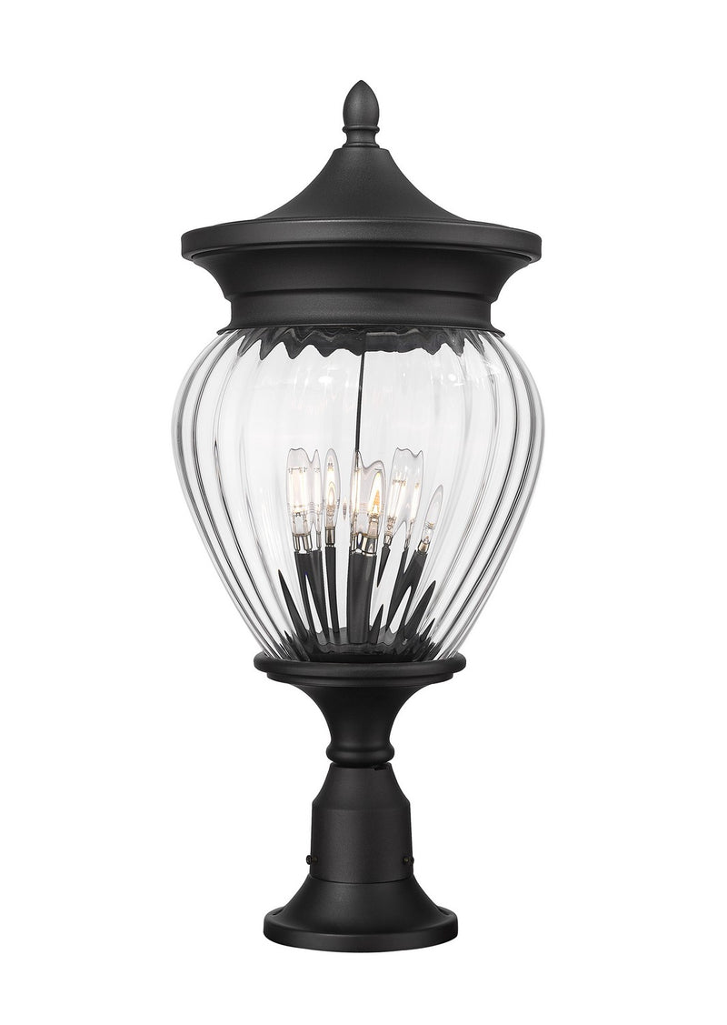 Z-Lite 5016PHBR-553PM-BK Four Light Outdoor Pier Mounted Fixture, Black