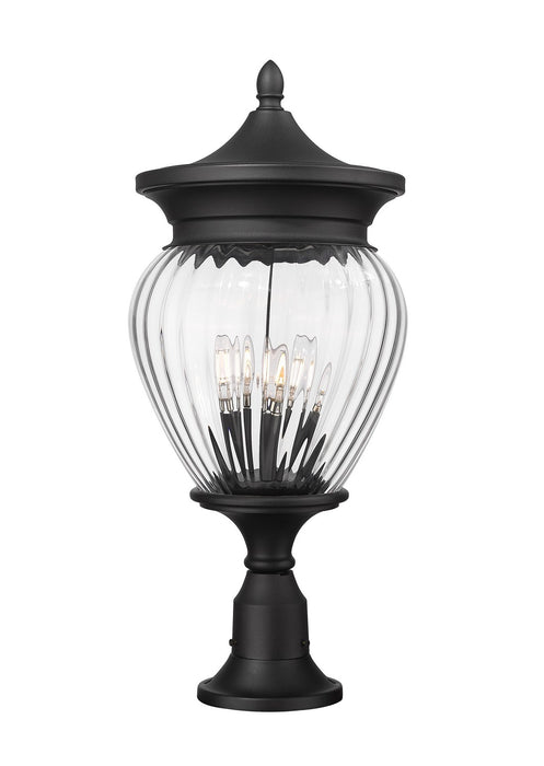 Z-Lite 5016PHBR-553PM-BK Four Light Outdoor Pier Mounted Fixture, Black