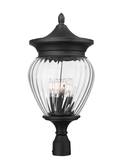Z-Lite 5016PHBR-BK Four Light Outdoor Post Mount Fixture, Black