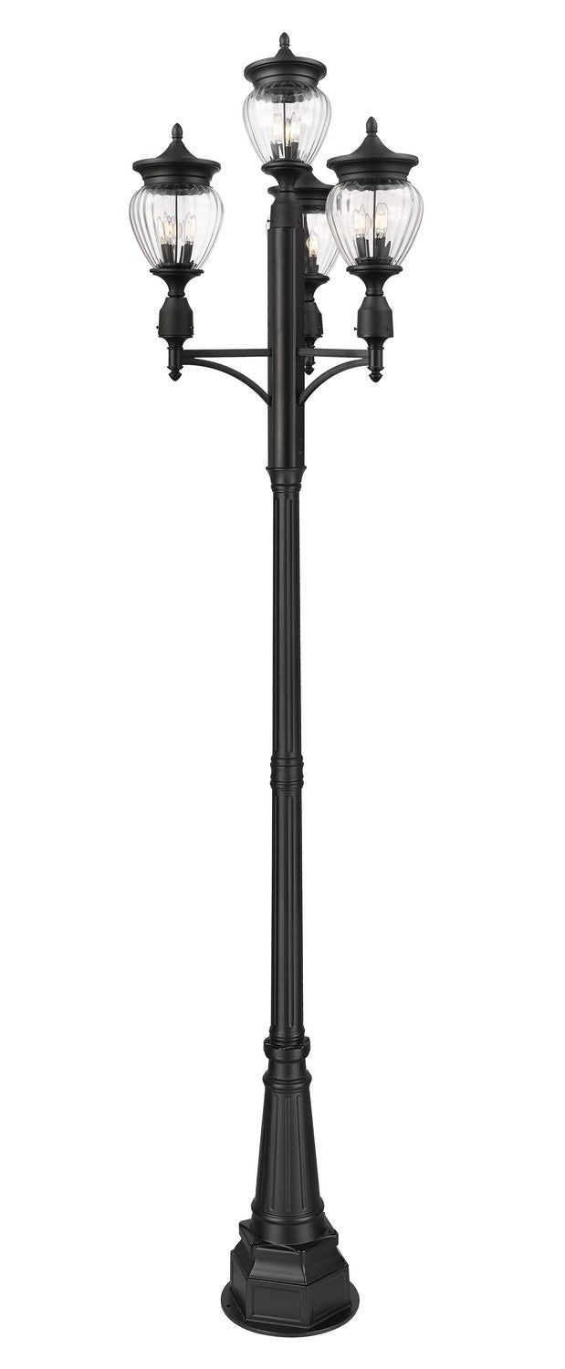 Z-Lite 5016PHMR-4-564P-BK Three Light Outdoor Post Mounted Fixture, Black