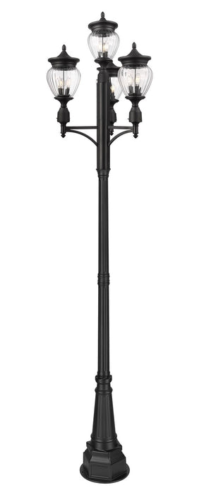 Z-Lite 5016PHMR-4-564P-BK Three Light Outdoor Post Mounted Fixture, Black