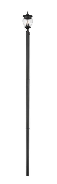 Z-Lite 5016PHMR-5009P120-BK Three Light Outdoor Post Mounted Fixture, Black