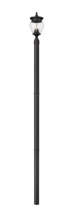 Z-Lite 5016PHMR-5009P96-BK Three Light Outdoor Post Mounted Fixture, Black