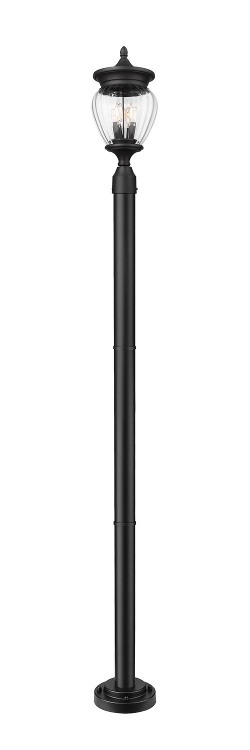 Z-Lite 5016PHMR-5012P-BK Three Light Outdoor Post Mounted Fixture, Black