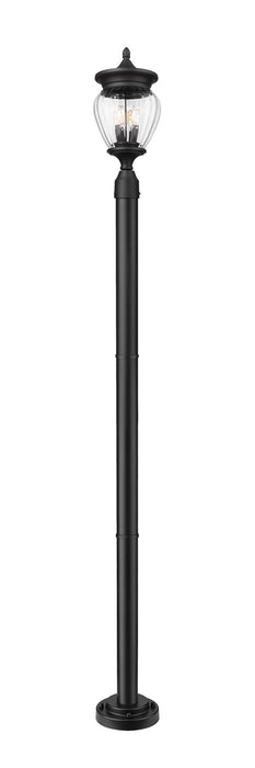 Z-Lite 5016PHMR-5012P-BK Three Light Outdoor Post Mounted Fixture, Black