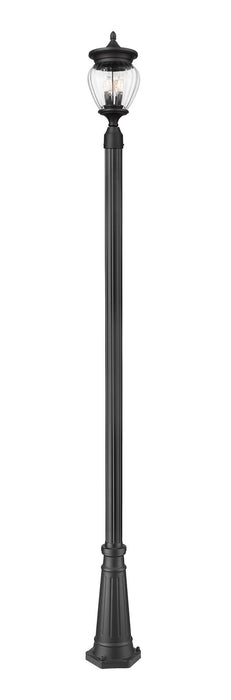Z-Lite 5016PHMR-519P-BK Three Light Outdoor Post Mounted Fixture, Black
