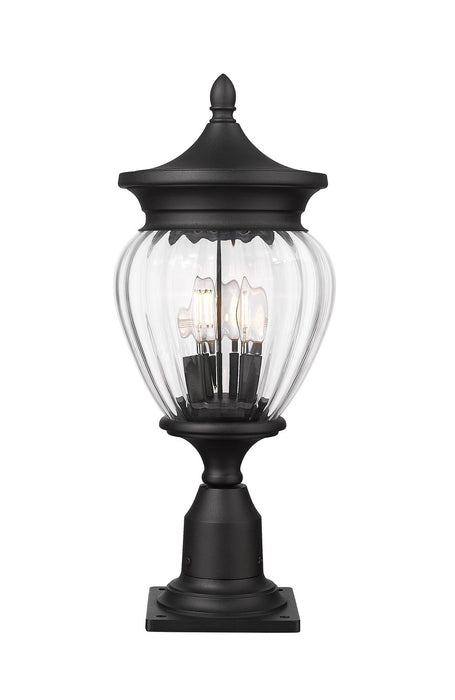 Z-Lite 5016PHMR-533PM-BK Three Light Outdoor Pier Mounted Fixture, Black