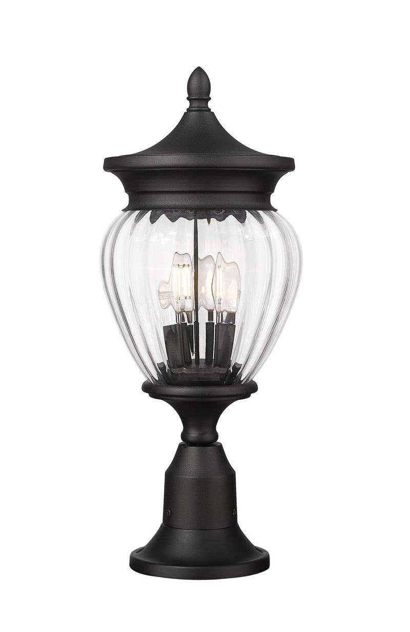 Z-Lite 5016PHMR-553PM-BK Three Light Outdoor Pier Mounted Fixture, Black