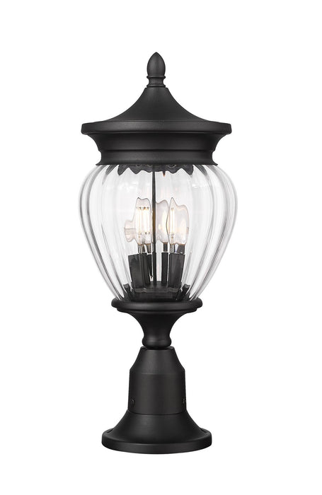 Z-Lite 5016PHMR-553PM-BK Three Light Outdoor Pier Mounted Fixture, Black