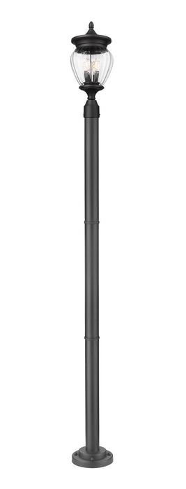 Z-Lite 5016PHMR-567P-BK Three Light Outdoor Post Mounted Fixture, Black