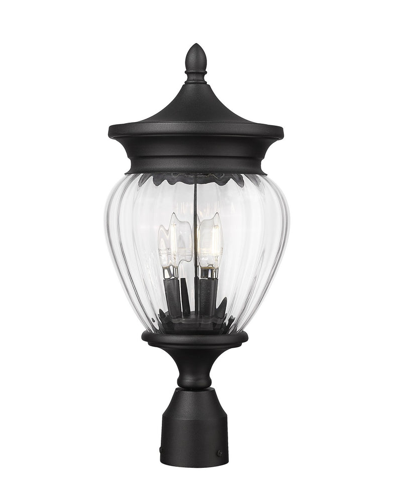Z-Lite 5016PHMR-BK Three Light Outdoor Post Mount Fixture, Black