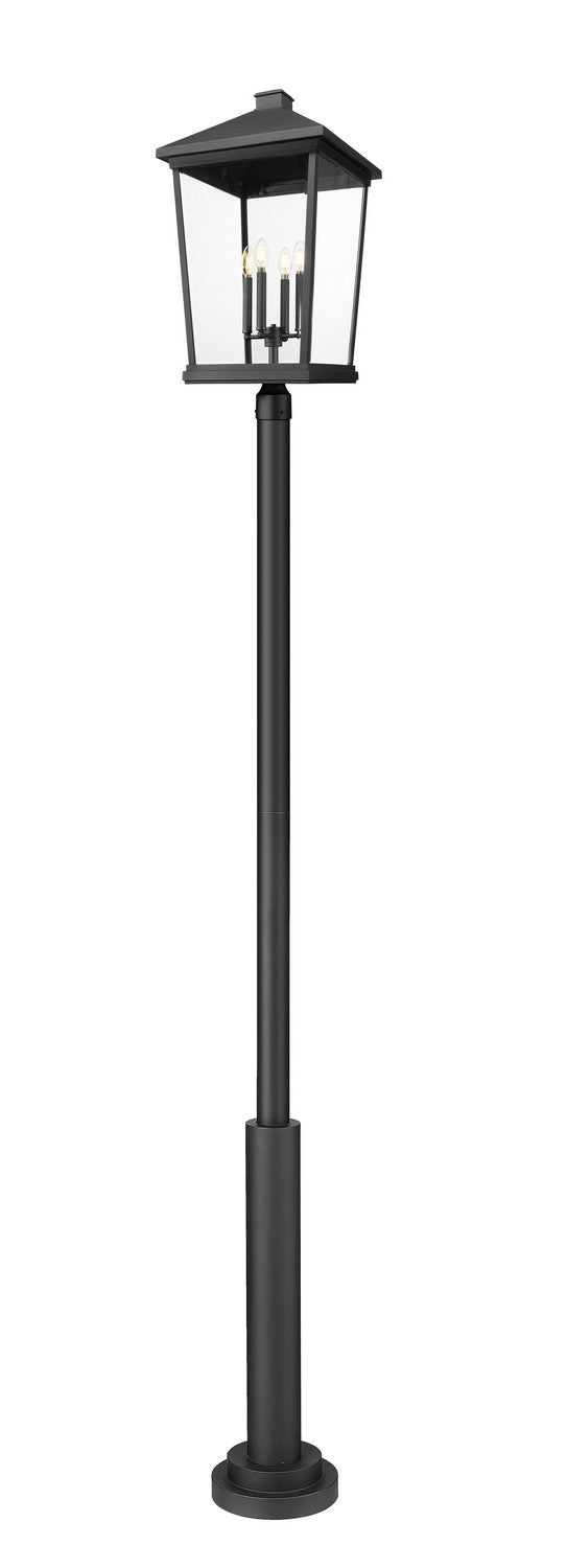 Z-Lite 568PHXXLR-5010P-BK Four Light Outdoor Post Mount Fixture, Black