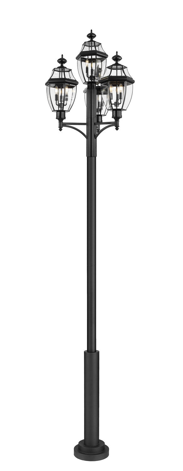 Z-Lite 580PHB-4-5010P-BK Three Light Outdoor Post Mount Fixture, Black